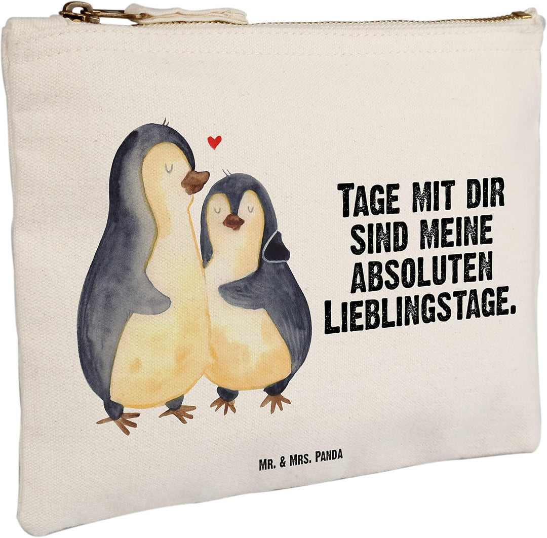 Mr. & Mrs. Panda Kosmetiktasche Pinguin umarmen Grösse M - Geschenk, Hochzeitstag, Liebe, kosmetiktä