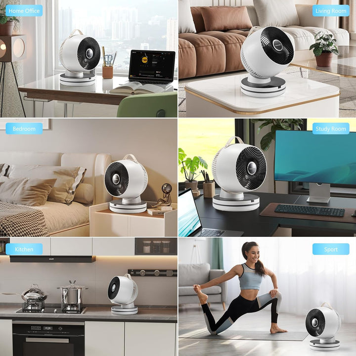 0 dB leiser Tischventilator für das Schlafzimmer – 15,75-Zoll-Luftzirkulationsventilator, 12 Geschwi