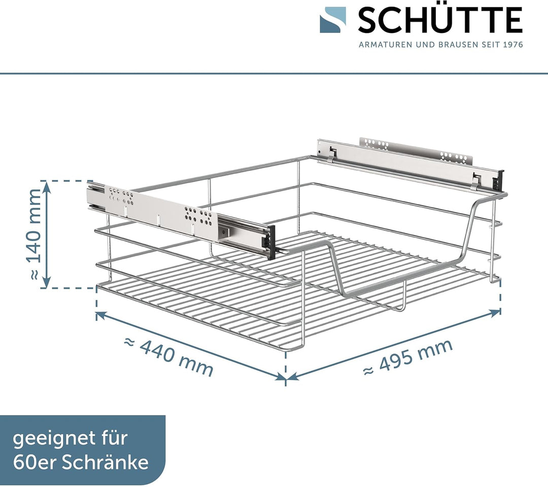 Eyckhaus Teleskopschublade | für die Küchenorganisation zum Nachrüsten (60cm) mit Auszugsschienen |
