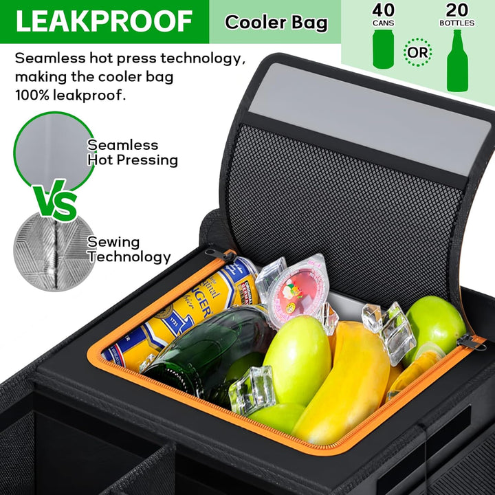 Kofferraum Organizer, Kofferraumtasche mit Kühltasche, Faltbarer Auto Kofferraum Organizer Box mit m