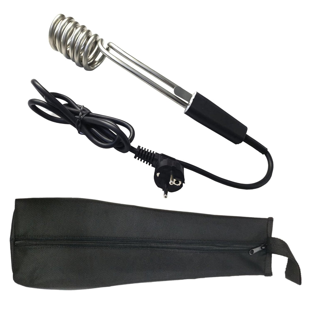 Tauchsieder GTN1.6 Taucherhitzer 1,6 kW 1600 Watt 230V aus EDELSTAHL Wasserkocher, Schwarz (mit Tasc