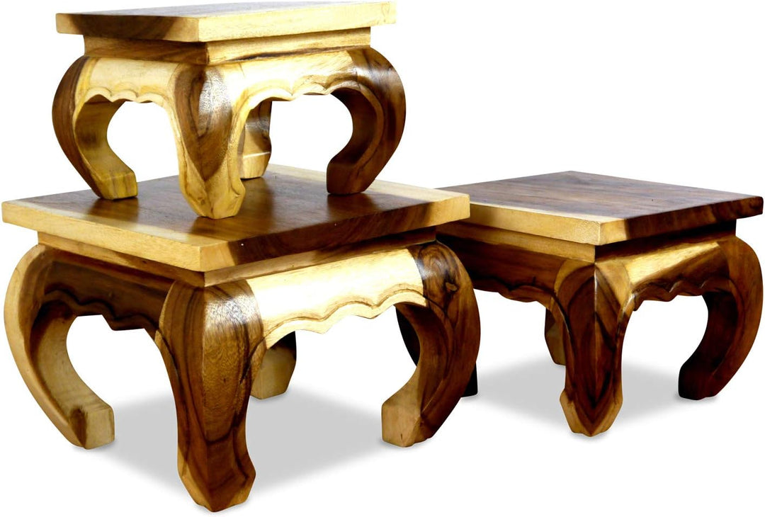 livasia Opiumtisch, Beistelltisch aus Massivholz, Nachttisch (24cm) 24x24 cm, 24x24 cm