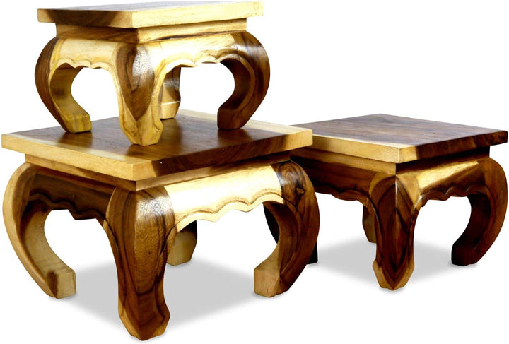 livasia Opiumtisch, Beistelltisch aus Massivholz, Nachttisch (24cm) 24x24 cm, 24x24 cm