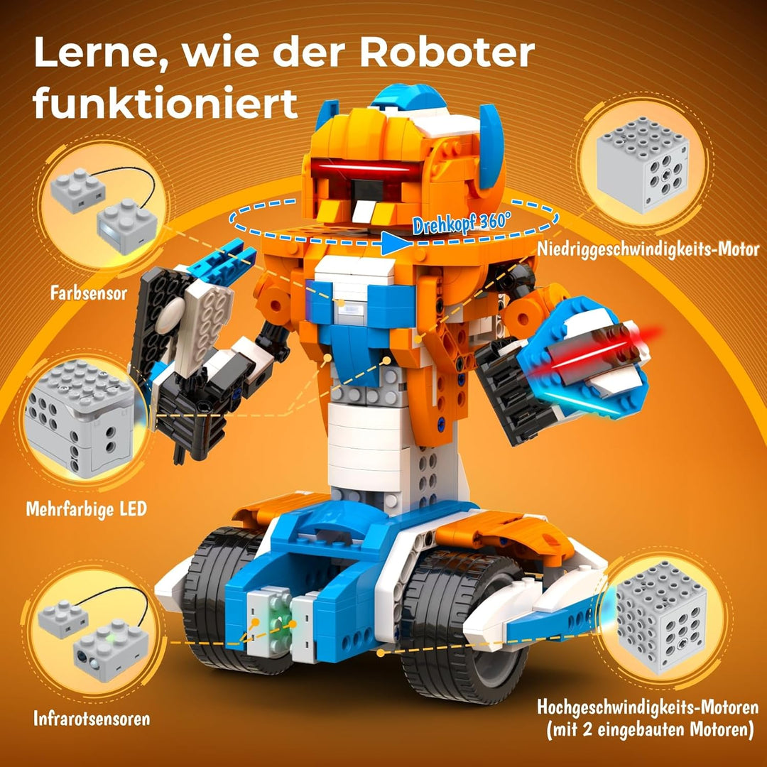 Robot X, Roboter-Set, STEM-Spielzeug für Kinder, 12-in-1, App-gesteuertes DIY-Bildungs-Codierspielze