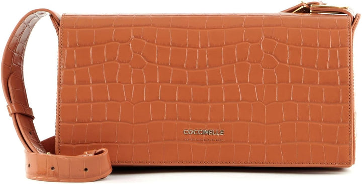 Coccinelle Josephine Croco Shoulder Bag Chestnut