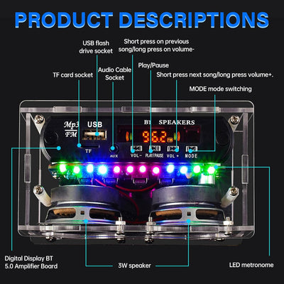 Heemol Elektronik Löt Bausatz Radio Mini Verstärker,87.5-108MHZ DIY Kit Verstärker Bluetooth Lautspr