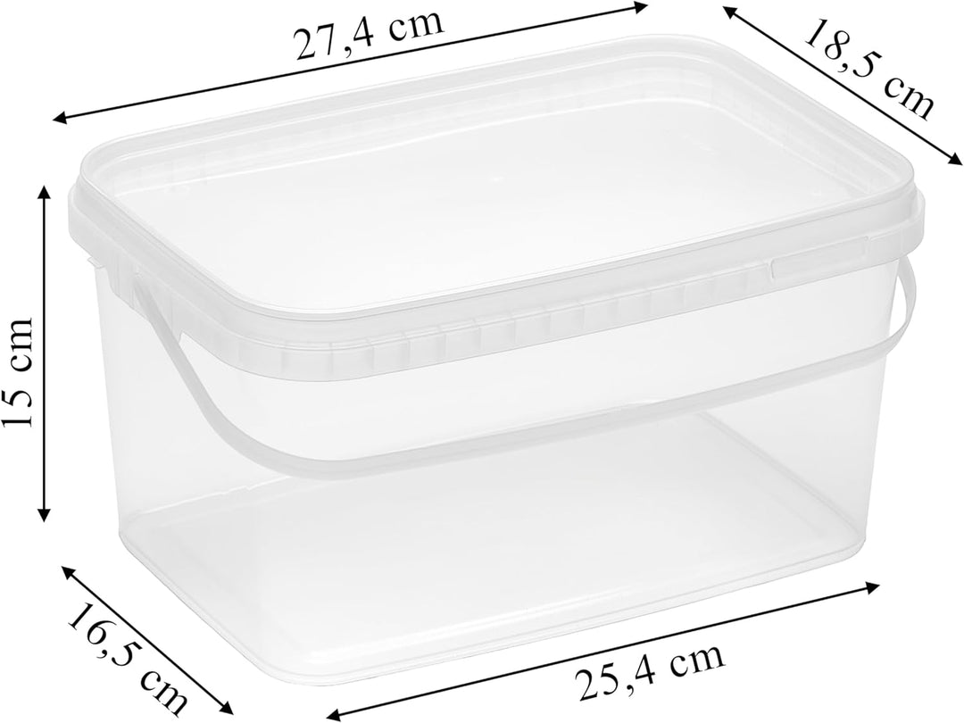 Nipter Eimer mit Deckel 5l, Eimer 5,8l rechteckig, Plastikeimer transparent, stapelbar, 15 Stück 5L