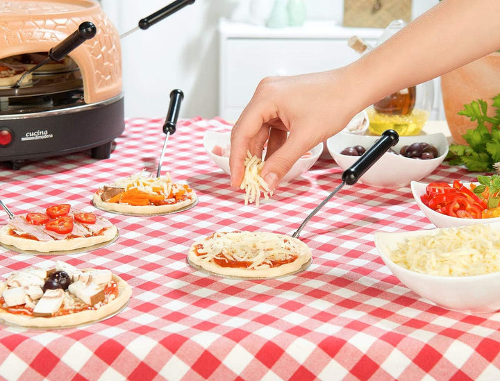 Cucina di Modena Mini Pizzaofen: Pizzaofen mit echter Terrakotta-Haube für 6 Personen (Pizzaofen