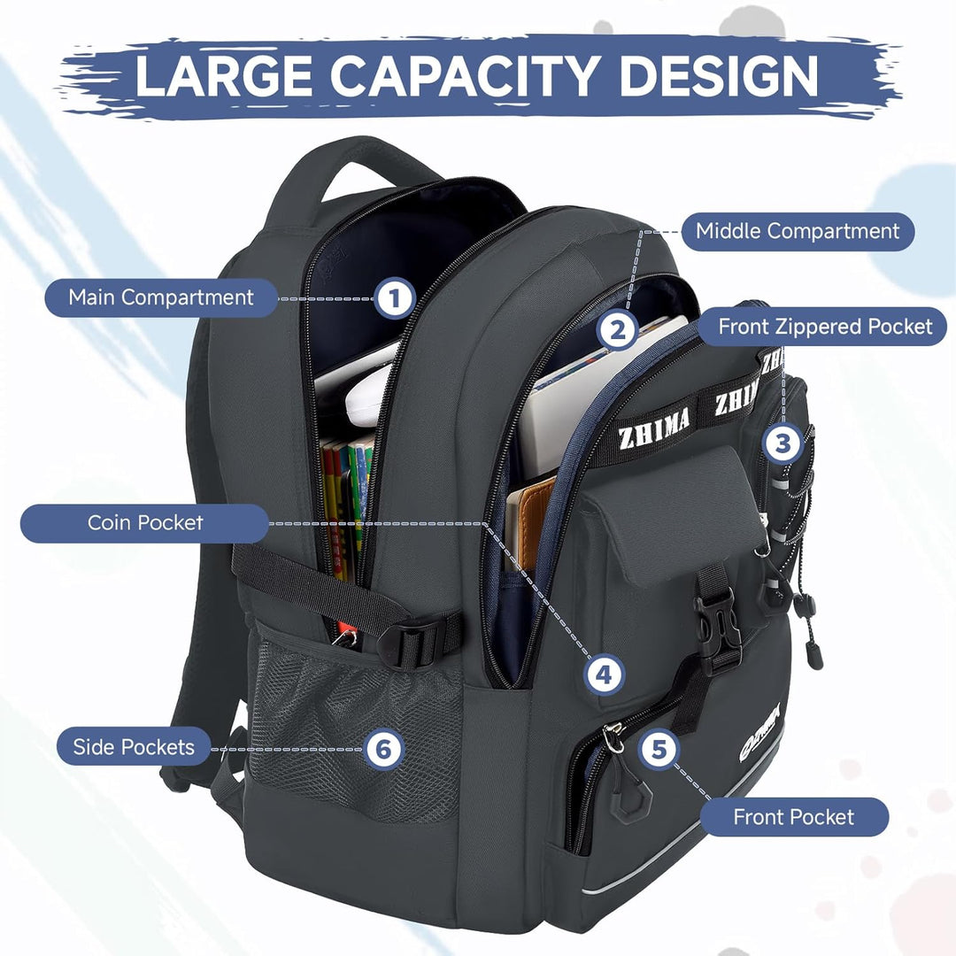 Amythe Schulrucksack Jungen Teenager, Rucksack Schule Gymnasium Oberstufe Schulranzen mit Reflektore