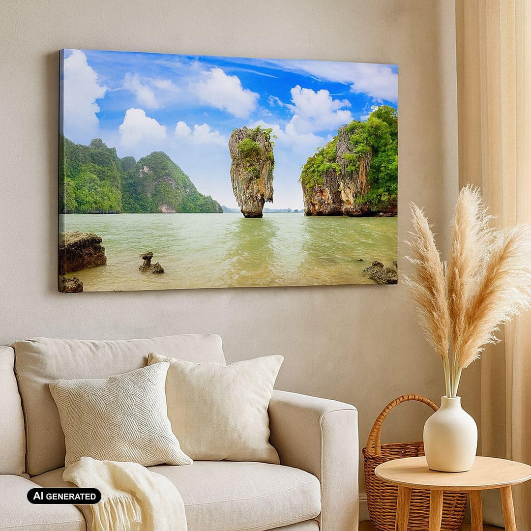 Bilder auf Leinwand 100x70cm Leinwandbild Stein Strand Landschaft Gross Wanddeko Bild Schlafzimmer K