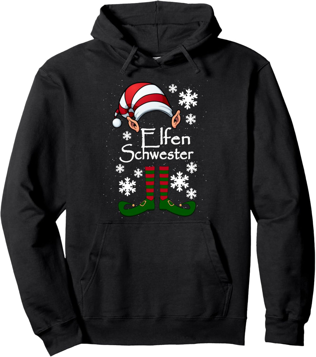 Elfen Schwester - Mädchen Elfe Weihnachten Ugly Christmas Pullover Hoodie