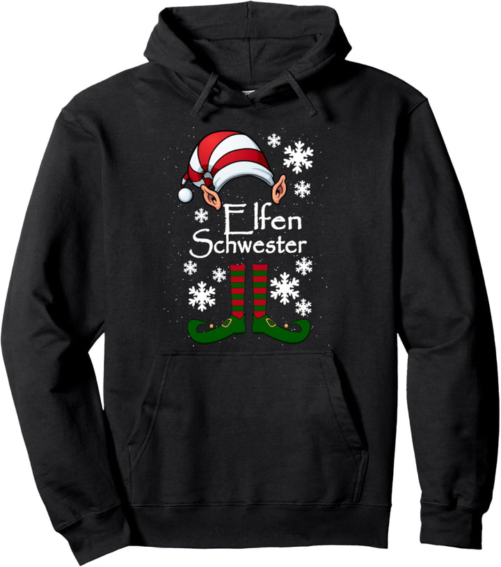 Elfen Schwester - Mädchen Elfe Weihnachten Ugly Christmas Pullover Hoodie
