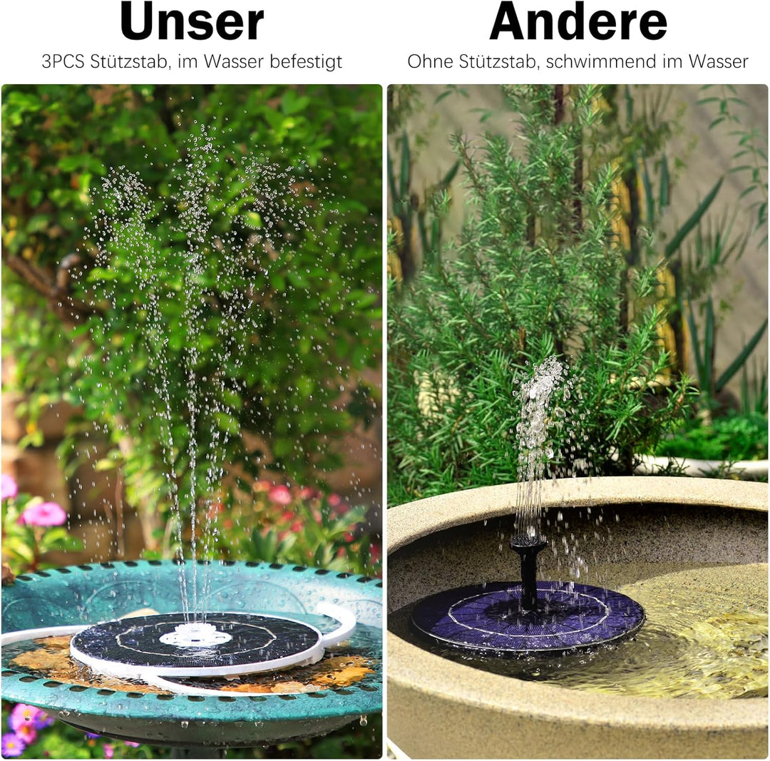 AISITIN 5,5W LED Solar Springbrunnen mit Verstellbare Stützstange Buntes Teichpumpe Solarbrunnen mit
