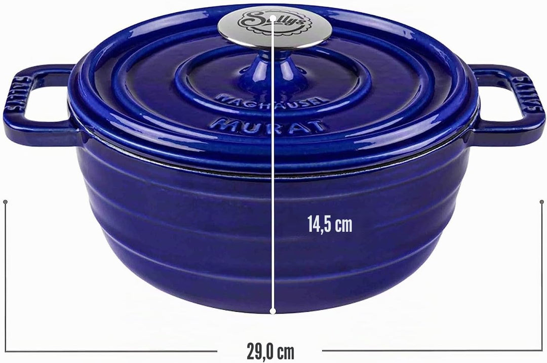 Sallys Medium Gourmet Gusseisentopf mit Deckel, emaillierte Beschichtung, Für alle Herdarten, ofenfe