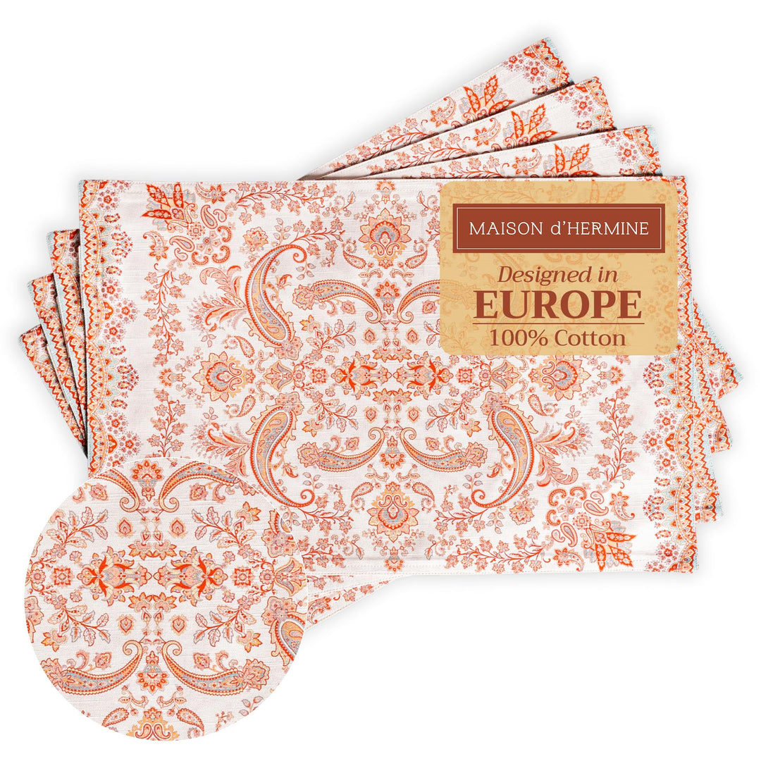 Maison d' Hermine Tischsets, 100% Baumwolle Set mit 4, 33cm x 48cm Tischset für Abendessen, dekorati
