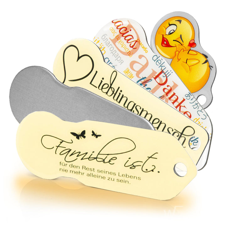 Einkaufswagenlöser ® 5er Set/Schlüsselanhänger Einkaufschip mit Schlüsselfundservice/Abziehbarer Ein