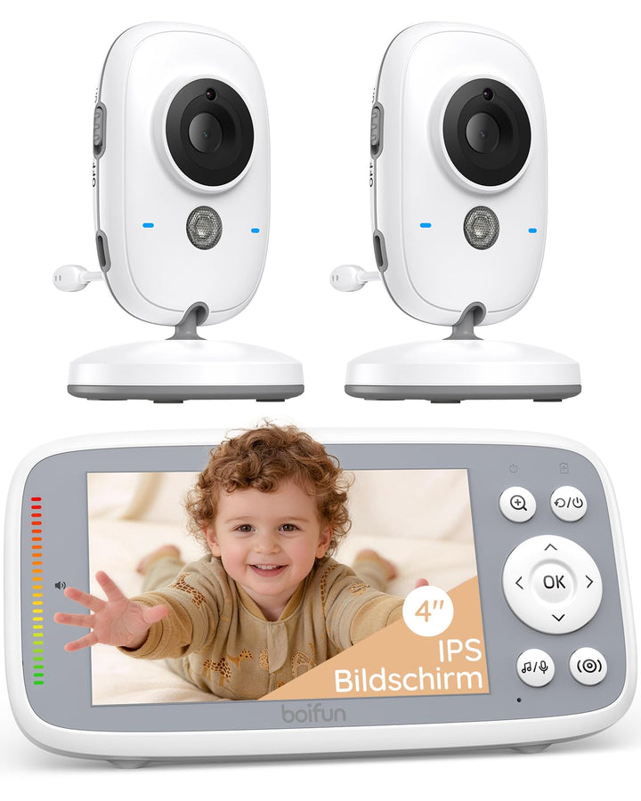 BOIFUN Babyphone mit 2 Kameras, VOX Nachtsicht Babyfon, Temperaturüberwachung, Gegensprechfunktion V