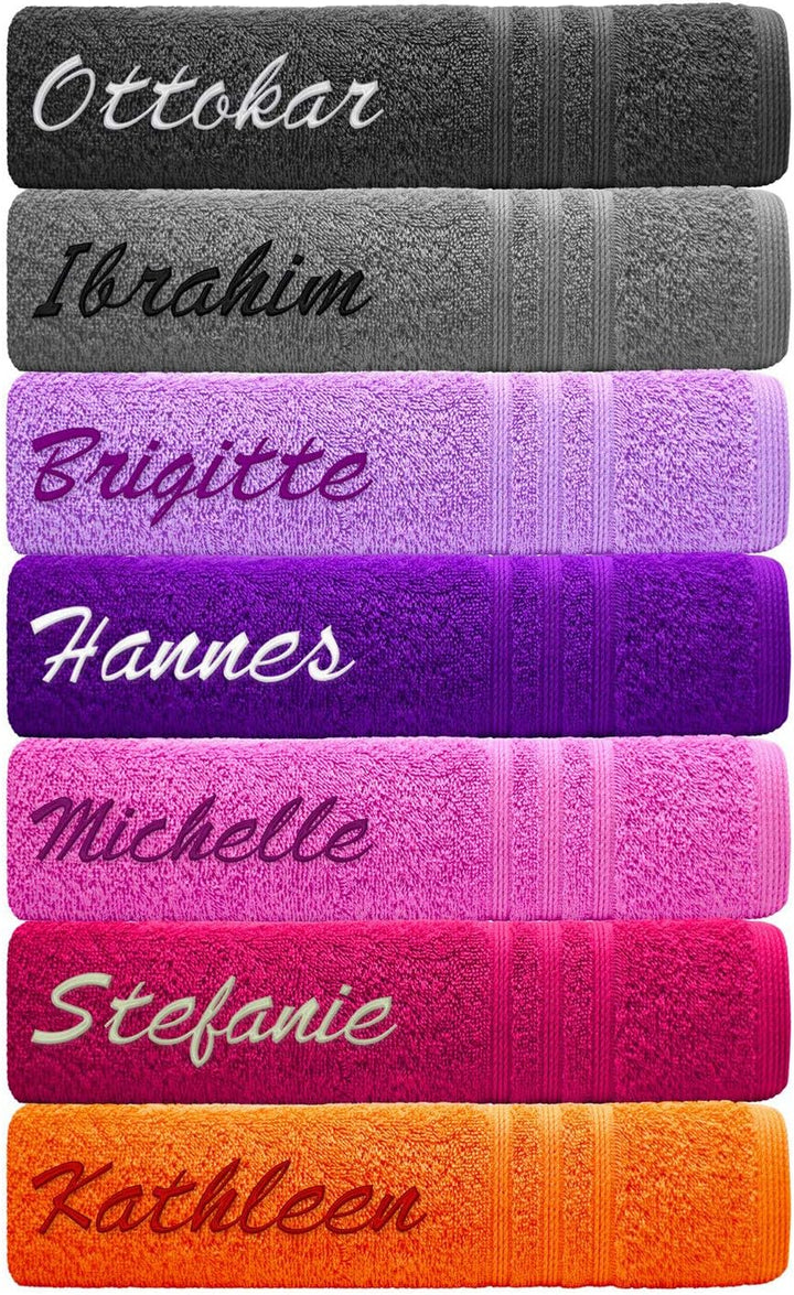 Lashuma Handtuch personalisiert mit Name, Duschtuch 70x140 cm Blau - Marine, Serie: London 70 x 140