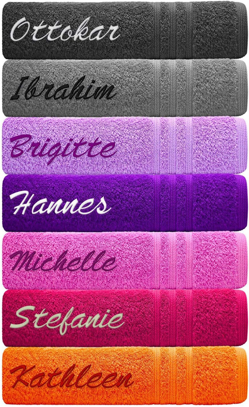 Lashuma Handtuch personalisiert mit Name, Duschtuch 70x140 cm Blau - Marine, Serie: London 70 x 140