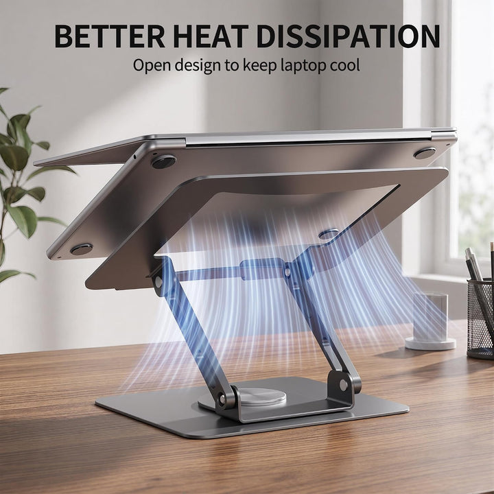 SOUNDANCE Laptopständer mit 360° drehbarer Basis, Ergonomische Computererhöhung für Schreibtisch, Fa