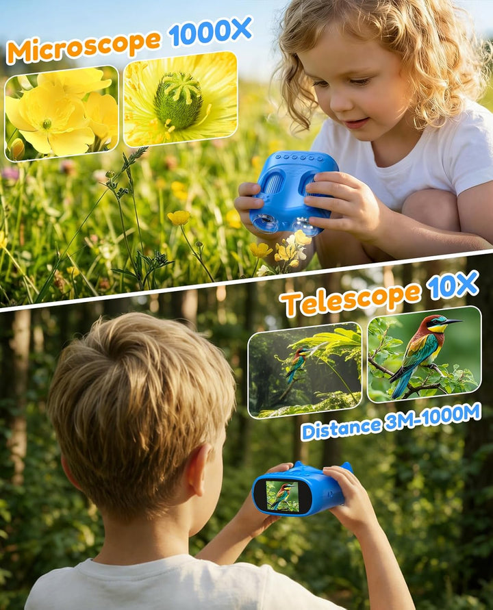 1000X Tragbares Digital Mikroskop für Kinder: 2-in-1 Mikroskop & Teleskop mit 4K 2,0" IPS Display, T