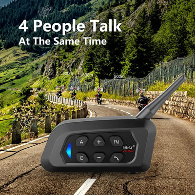 EJEAS V4 Plus Motorrad Gegensprechanlage, Motorradhelm Bluetooth 5.1 Headset mit FM und CVC Rauschun