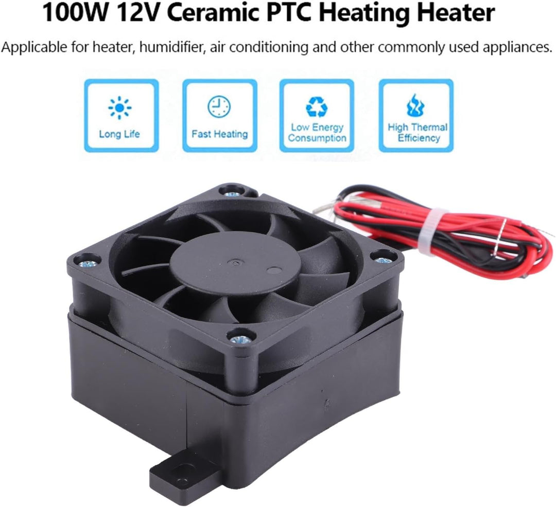 100W 12V PTC Luftheizung, Mini Tragbare Keramik-Heizlüfter mit Thermostat-Funktion, Energiesparendes