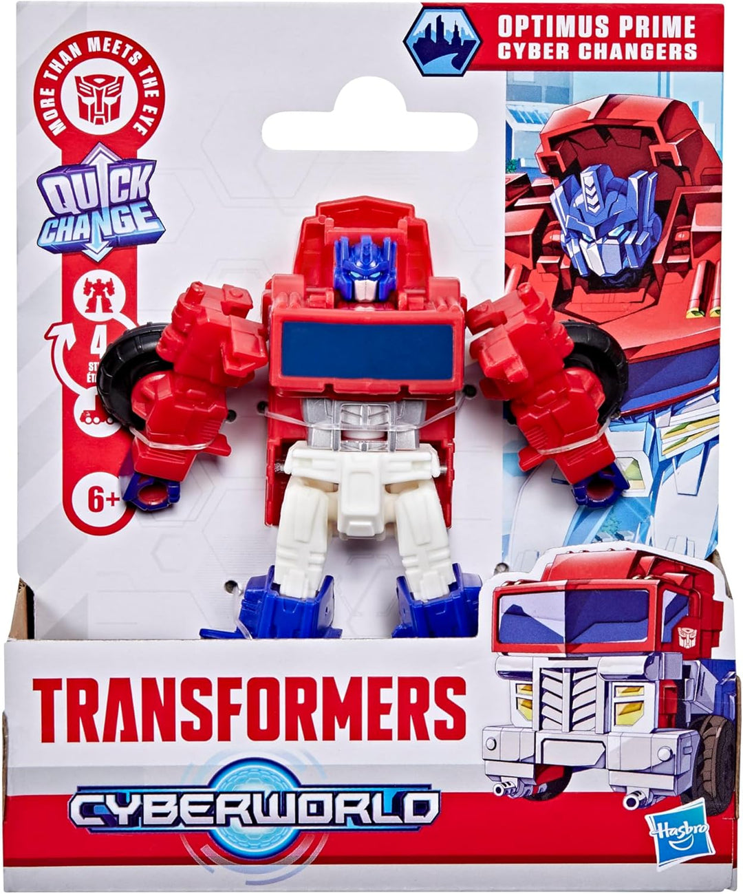 Transformers Cyberworld Cyber Optimus Prime Offroad, 10 cm grosse Action-Figur mit 4 Schritten zur V