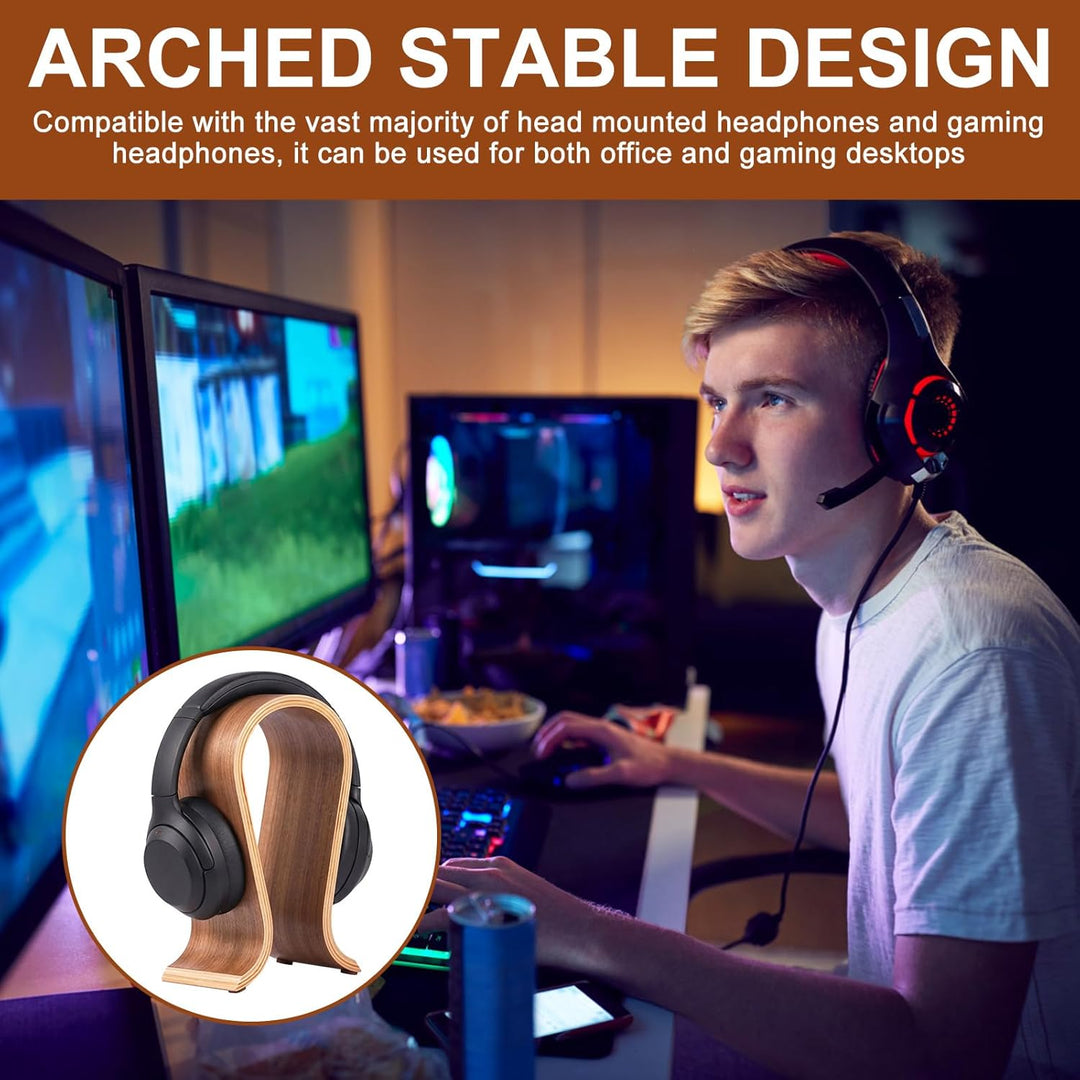 Kopfhörerständer aus Holz, Headset-Ständer für Schreibtisch, Walnussholz, Gaming-Kopfhörerhalter, Bo