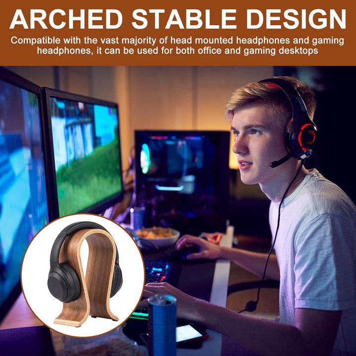 Kopfhörerständer aus Holz, Headset-Ständer für Schreibtisch, Walnussholz, Gaming-Kopfhörerhalter, Bo