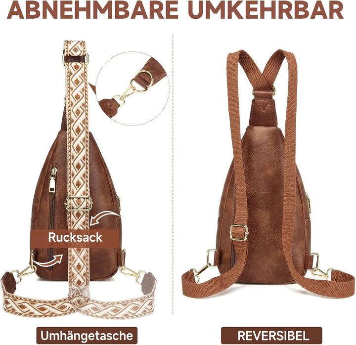 Kaiyaner Brusttasche Damen Umhängetasche Herren Crossbody Bag Handytasche zum umhängen 2 in 1 Schult