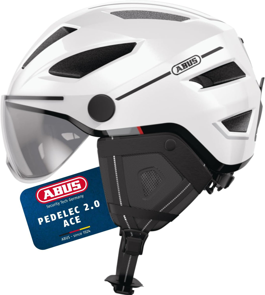 ABUS Stadthelm Pedelec 2.0 ACE - Fahrradhelm mit Rücklicht, Visier, Regenhaube, Ohrenschutz - für Da