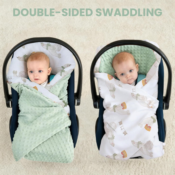 Miracle Baby Einschlagdecke babyschale Sommer für Kinderwagen | Universal 90x90cm, mit 8 Punkt Gurt