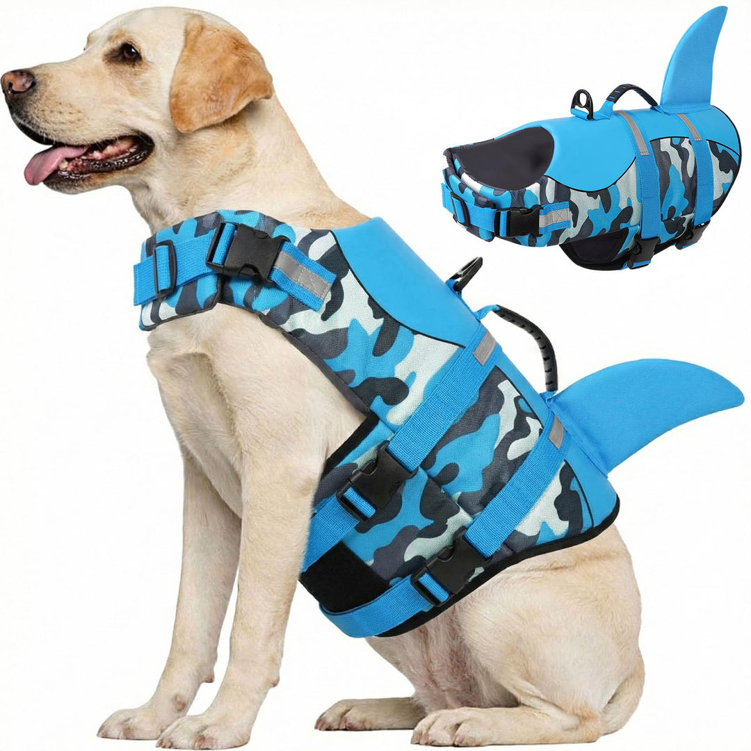 CITÉTOILE Schwimmweste Hunde Hai, Leicht und Sicher für Wassersport, hundeschwimmweste mit Griff und