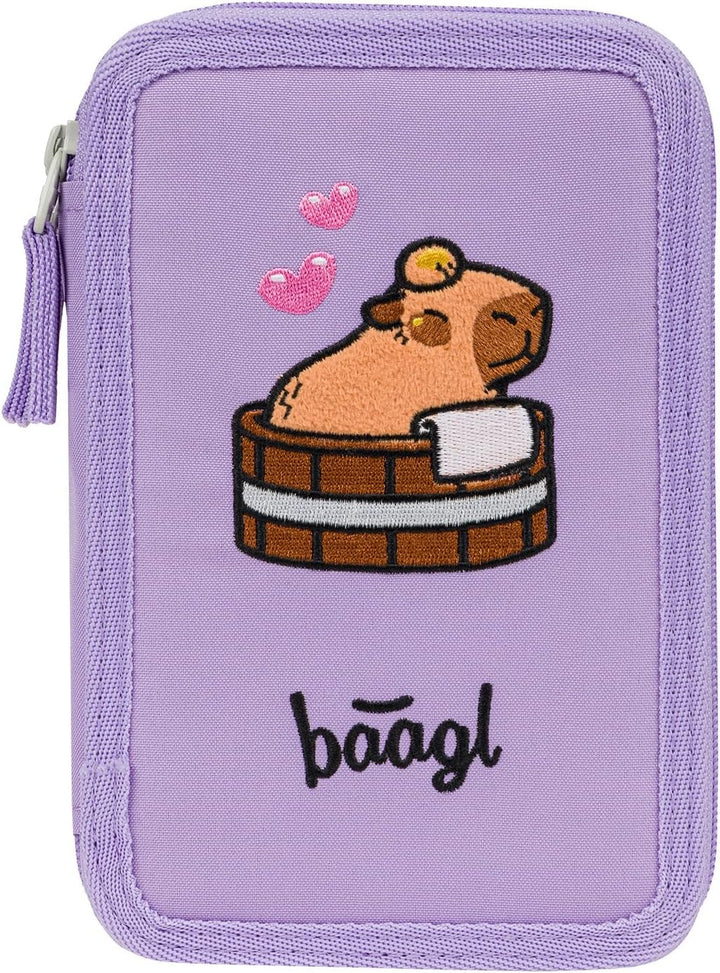 Baagl 3 Fach Federmäppchen Schulmäppchen Schreibwaren Mädchen - Capybara | Die Schulsachen Federtasc