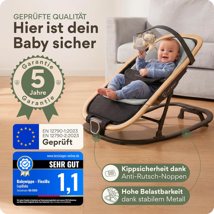 FlexiBu Babywippe Faltbar &amp; Verstellbar | Baby Wippe Neugeborenen bis 12 Monate | Bouncer Newborn-Ei