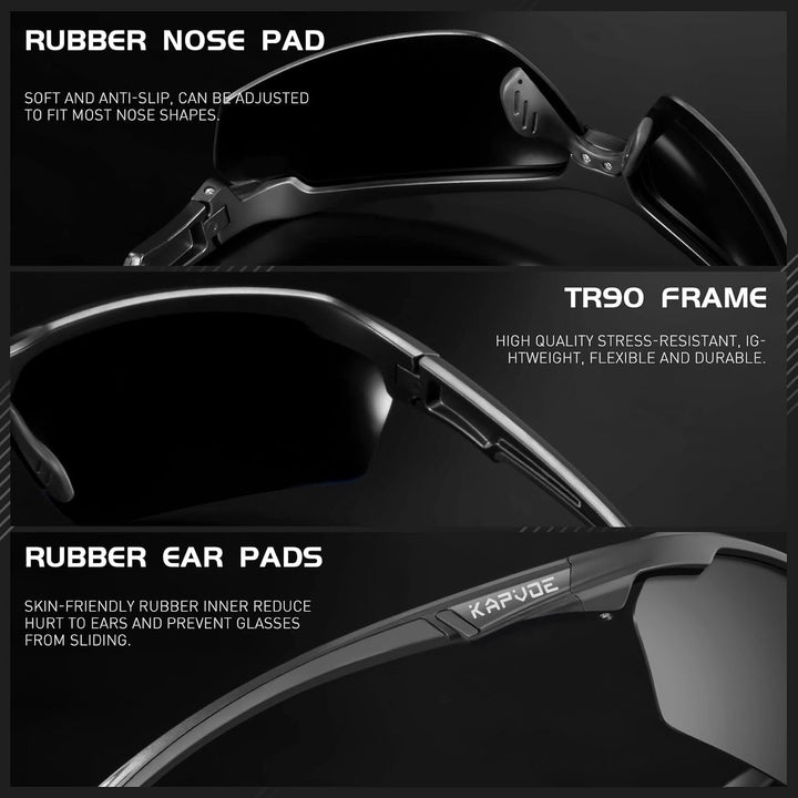 KAPVOE Fahrradbrille Polarisiert Sonnenbrille Sportbrille MTB Brille Radbrille Herren Damen Rennrad