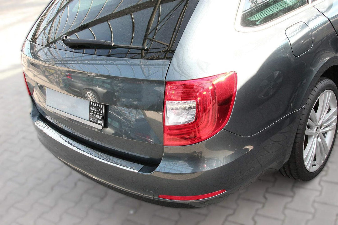 RECAMBO Ladekantenschutz Edelstahl kompatibel für Skoda SUPERB II Kombi, 2010-2015 - Hochglanz polie