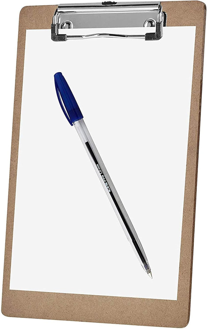 Acrimet Hartfaser Klemmbrett Buchstabe Grösse A4 (33 x 23 cm) Holzfaser Flacher Metallklammer (12er-