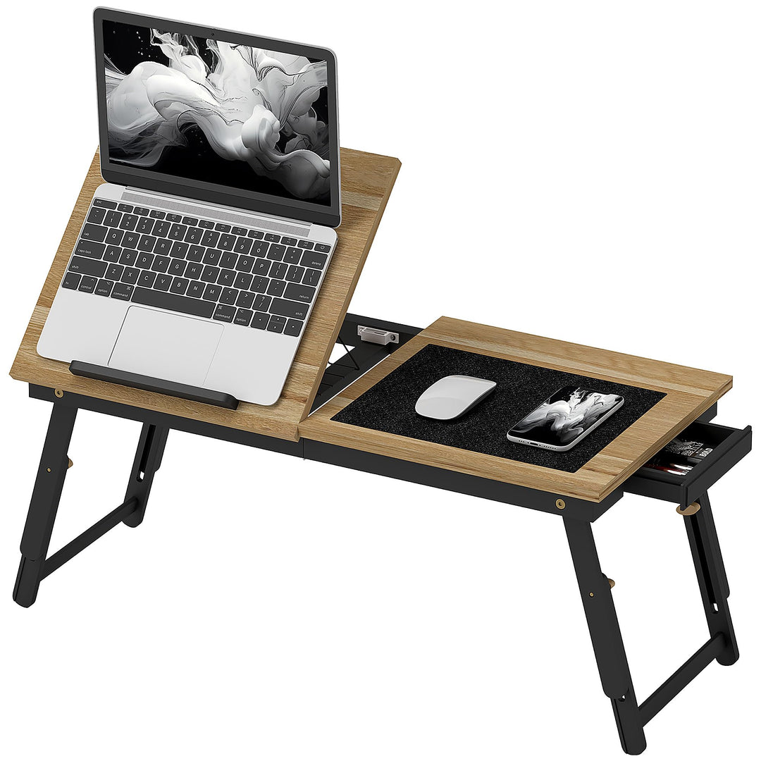HOMCOM Laptoptisch Höhenverstellbar Betttisch mit Schublade, Klappbar Lapdesk Laptopständer für Sofa