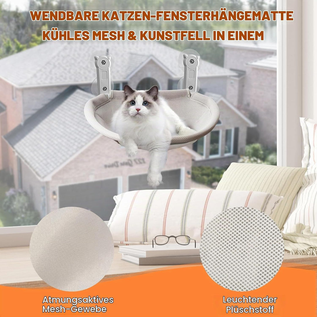 Homegroove Katzenfenster-Sitzplatz, 45 x 30 Zentimeter Faltbare Katzenhängematte für Fenster mit sta