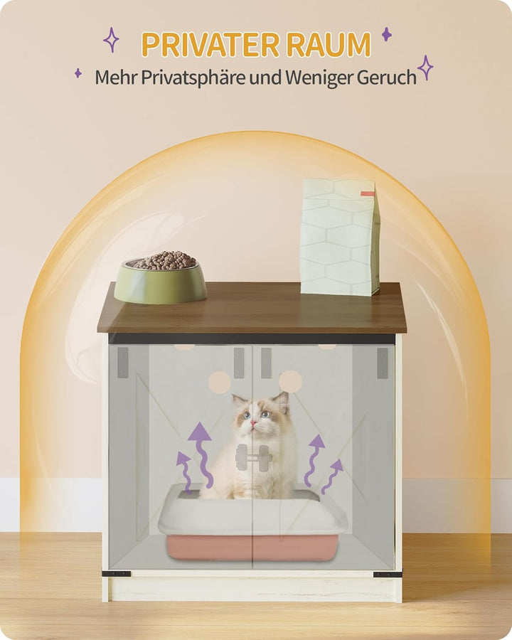 Hzuaneri Katzenklo Schrank, Katzenschrank, Katzentoilette mit Herausnehmbarer Trennwand, Katzenhaus,