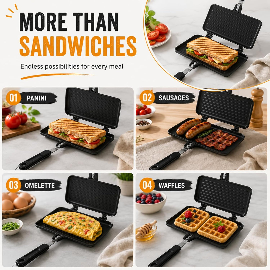 Doppelseitige Sandwich Maker Bratpfanne, Sandwichmaker Camping Doppelseitige Bratpfanne, Antihaft Al