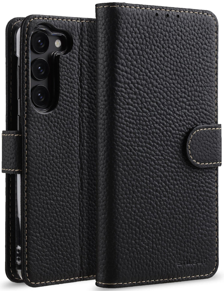 STILGUT Talis kompatibel mit Samsung Galaxy S23 Plus Hülle mit Kartenfach aus Leder, Wallet Case, Le