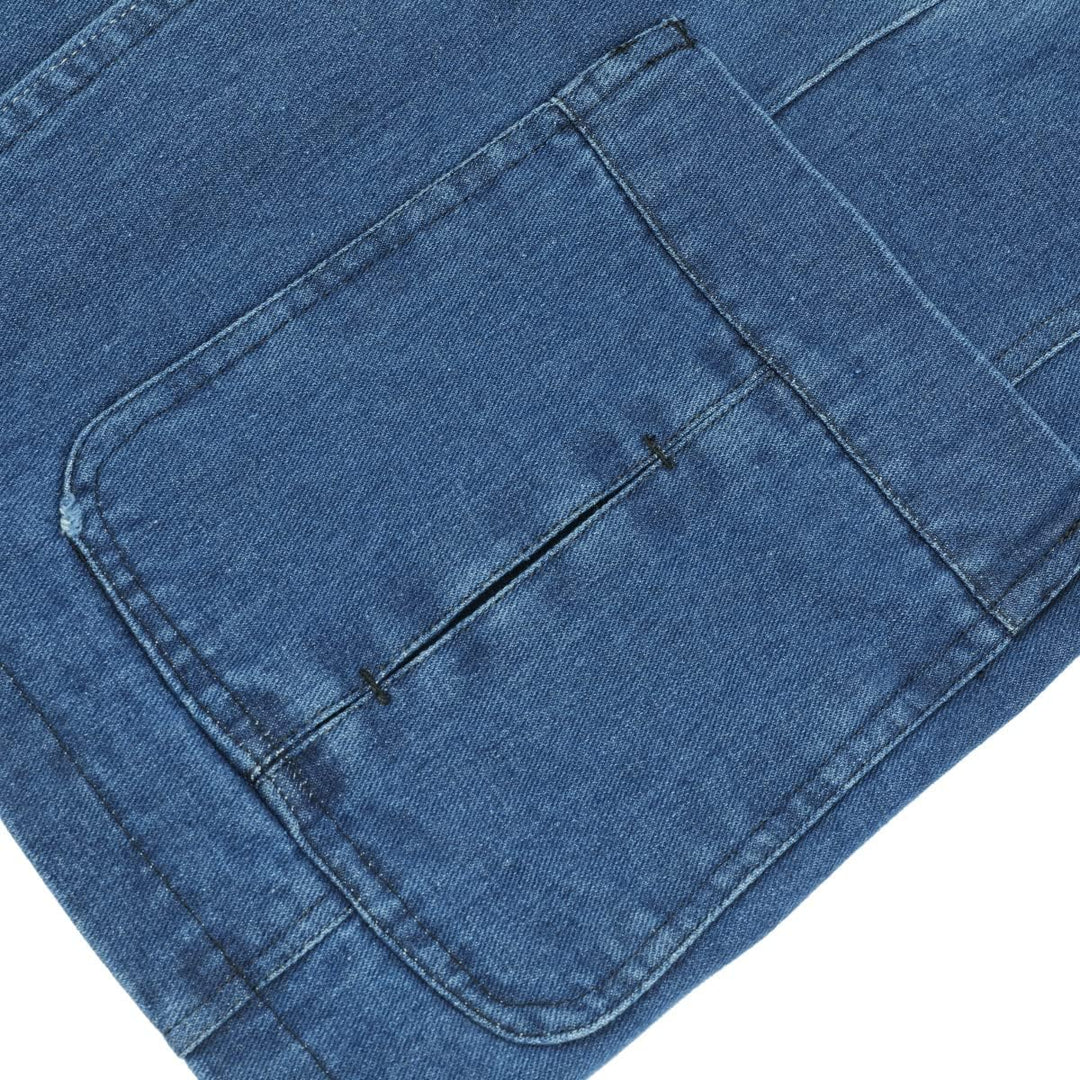 YOUTHUP Herren Slim Fit Denim Sakko Casual Business Freizeit 3 Knöpfe Anzugsjacke mehrere Taschen Bl