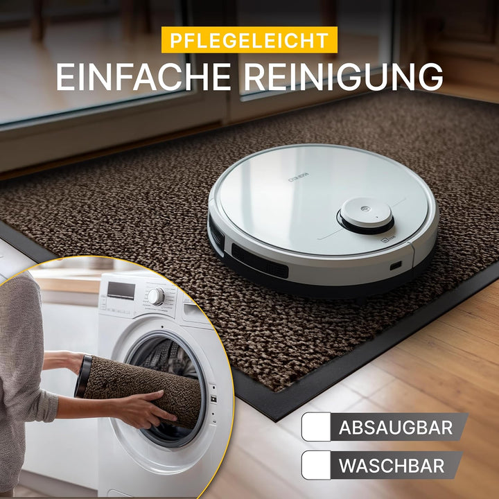 Entrando Fussmatte für innen und aussen, waschbar, robust, rutschfest, saugfähig - Läufer für Flur,