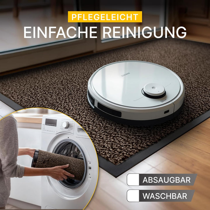 Entrando Fussmatte 60x90 cm - Schmutzfangmatte innen aussen, Braun Schwarz | Türmatte und Fussabtret