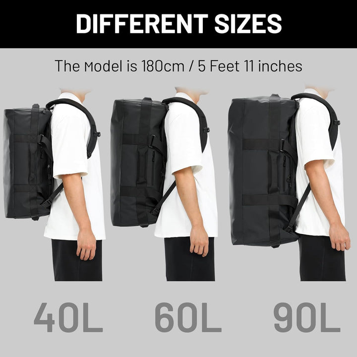 MIER Sporttasche 90L, Reisetasche als Sportrucksack, Schuhfach, Schwarz | 90L Grossraum für lange Re