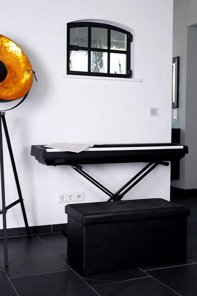 dibea Sitzhocker faltbar max 300 kg Kunstleder, 76x38x38 cm schwarz, 76x38x38 cm Schwarz