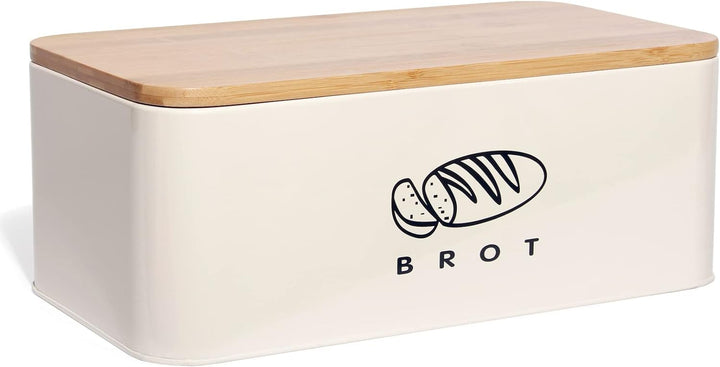 Theo&Cleo Brotkästen mit Deckel, 42 * 23 * 16cm, Deckel aus Ökologisches Bambus, Kann als Schneidebr